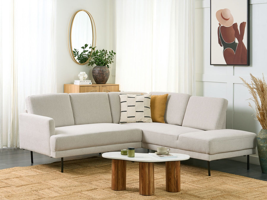 Breda Left Hand 4 Seater Fabric Corner Sofa Beige 