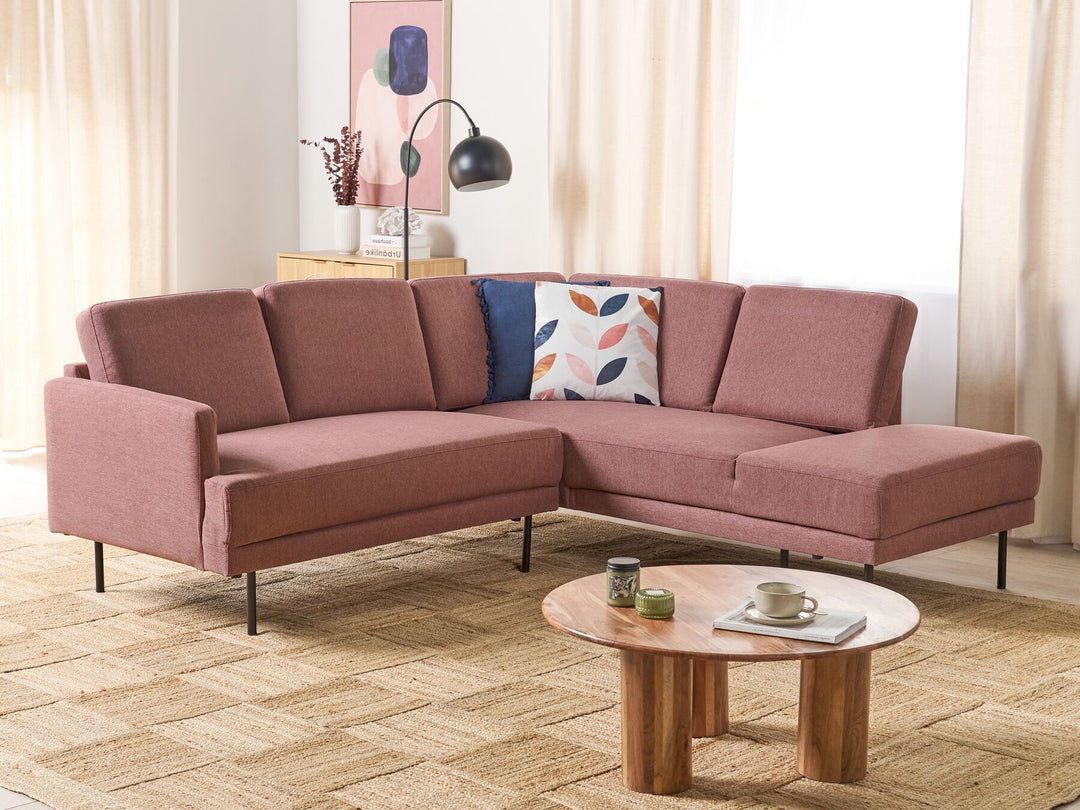 Breda Left Hand 4 Seater Fabric Corner Sofa Pink Brown 