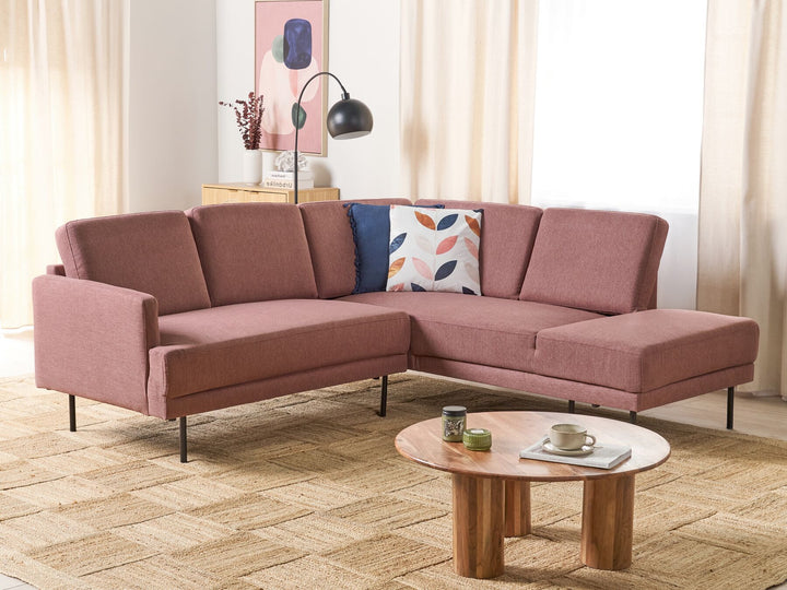 Breda Left Hand 4 Seater Fabric Corner Sofa Pink Brown 