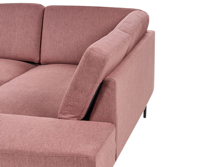 Breda Left Hand 4 Seater Fabric Corner Sofa Pink Brown