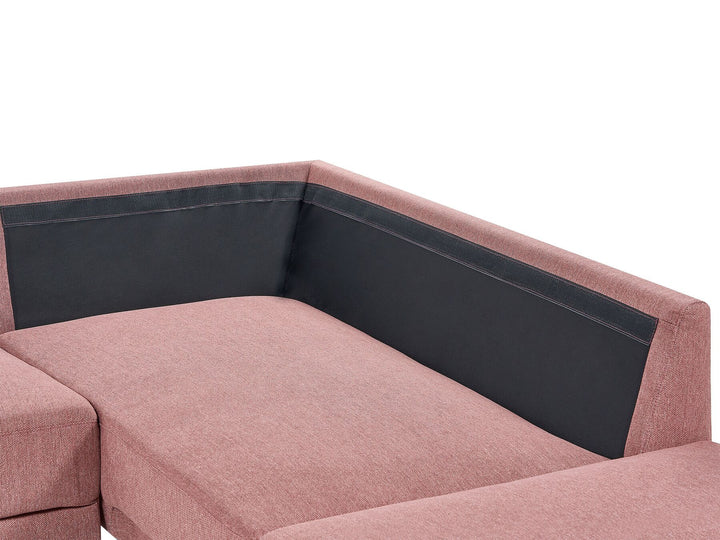 Breda Left Hand 4 Seater Fabric Corner Sofa Pink Brown