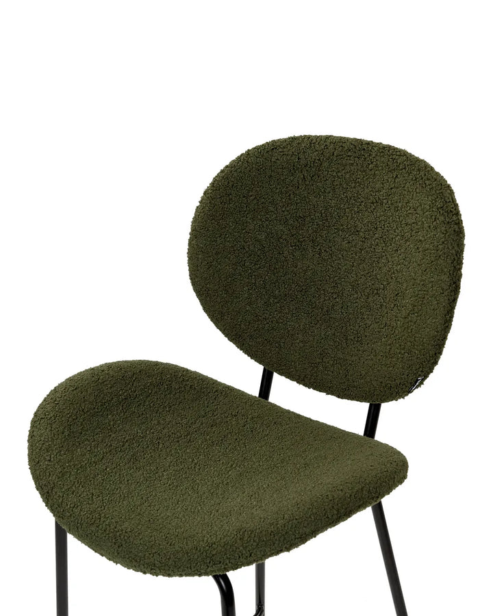 Set of 2 Bar Chairs Boucle Dark Green Comfortable Footrest Garvio