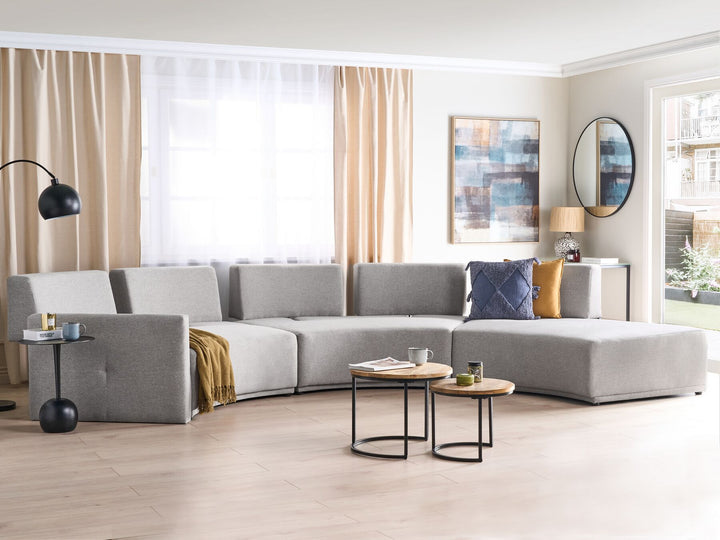 Bolen 6 Seater Curved Linen Sofa Grey