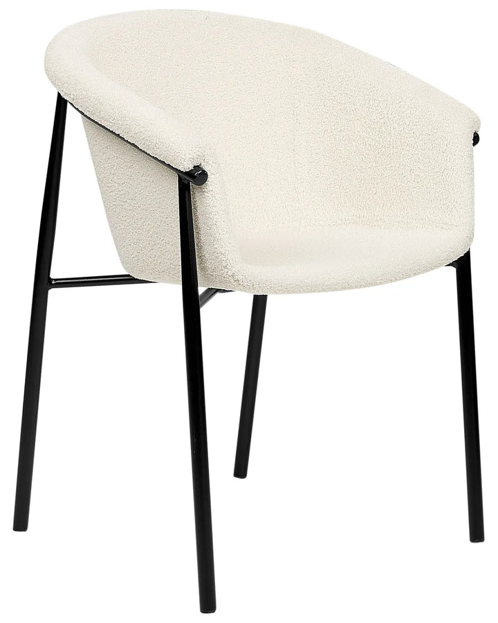 Set of 2 Dining Chairs Boucle Off-White Sweet