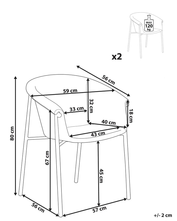 Set of 2 Dining Chairs Boucle Off-White Sweet
