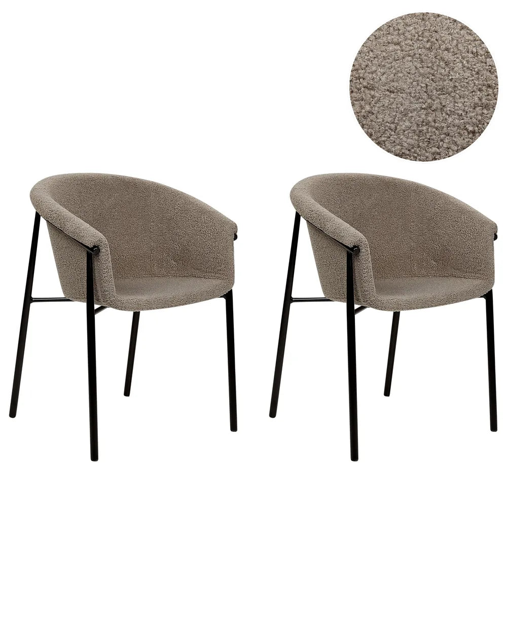 Set of 2 Dining Chairs Boucle Taupe Sweet