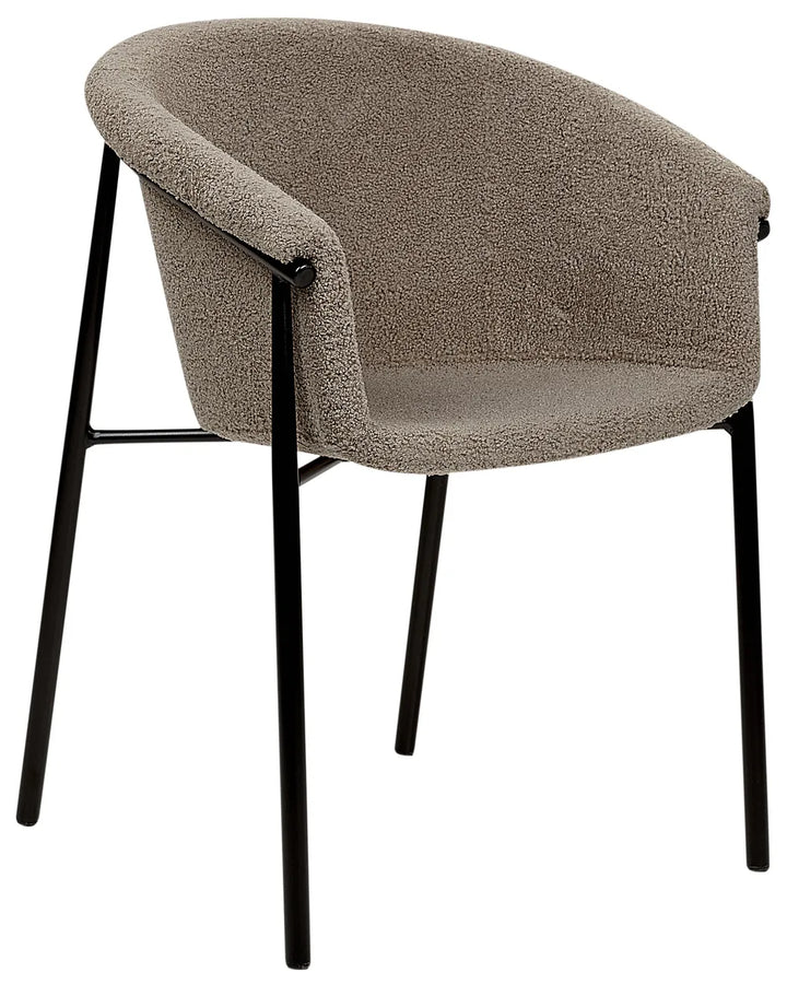 Set of 2 Dining Chairs Boucle Taupe Sweet