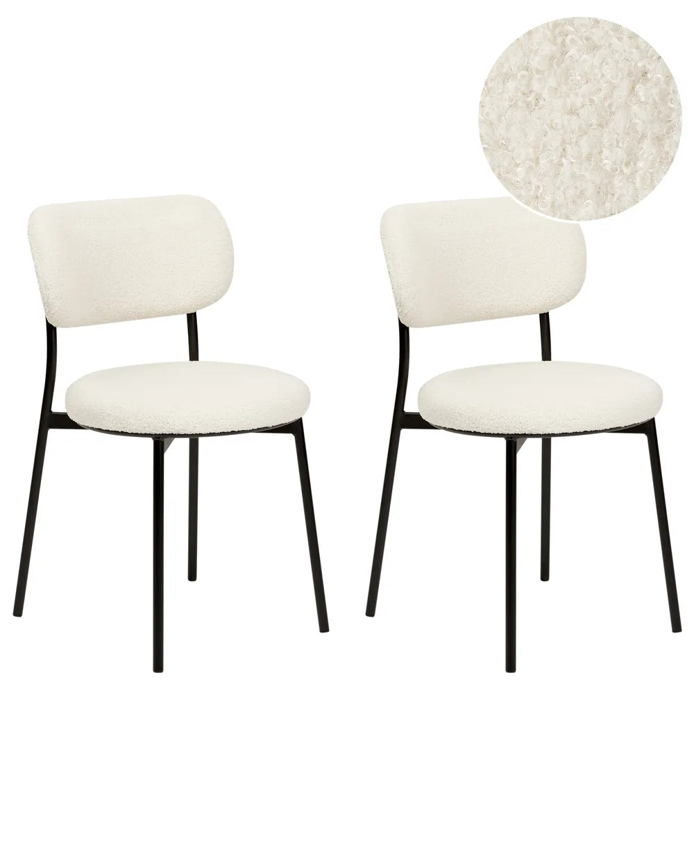 Set of 2 Dining Chairs Boucle Off-White Autumn