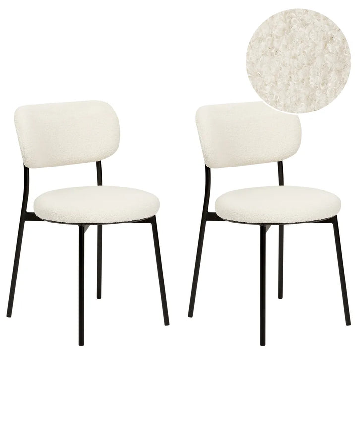 Set of 2 Dining Chairs Boucle Off-White Autumn