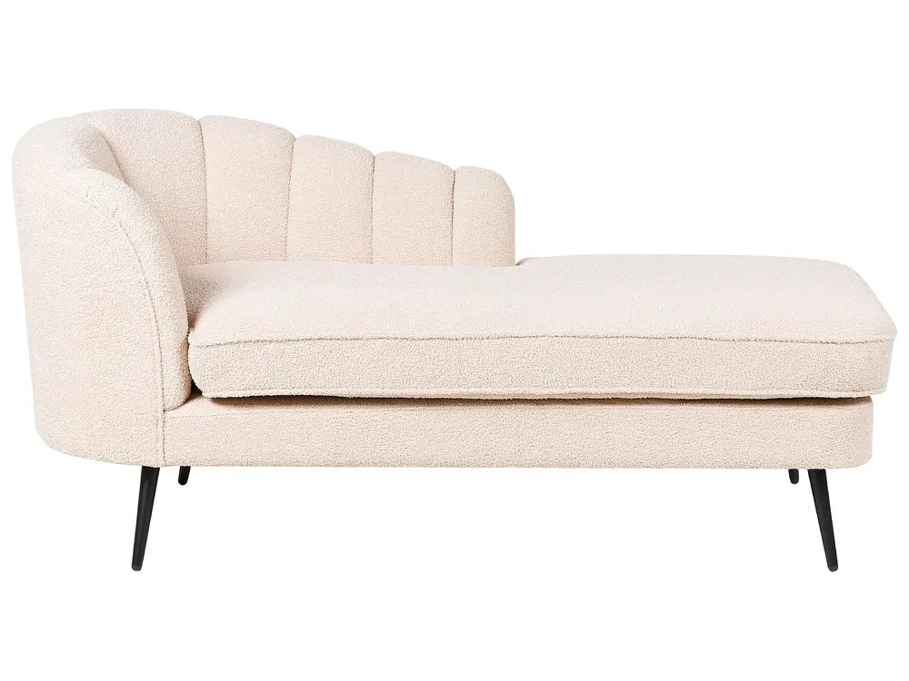 Left-Hand Chaise Lounge Boucle Light Beige Walters