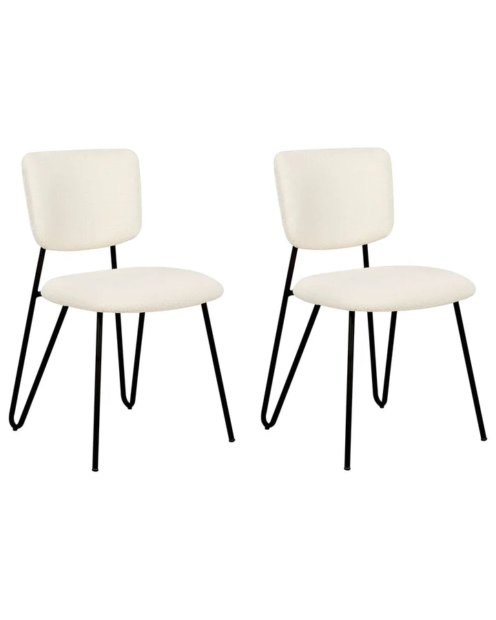 Set of 2 Dining Chairs Boucle Off-White Kae