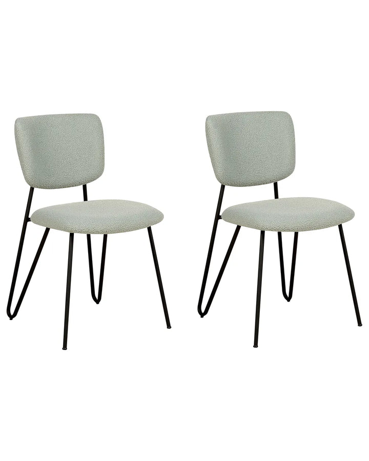 Set of 2 Dining Chairs Boucle Light Green Kae