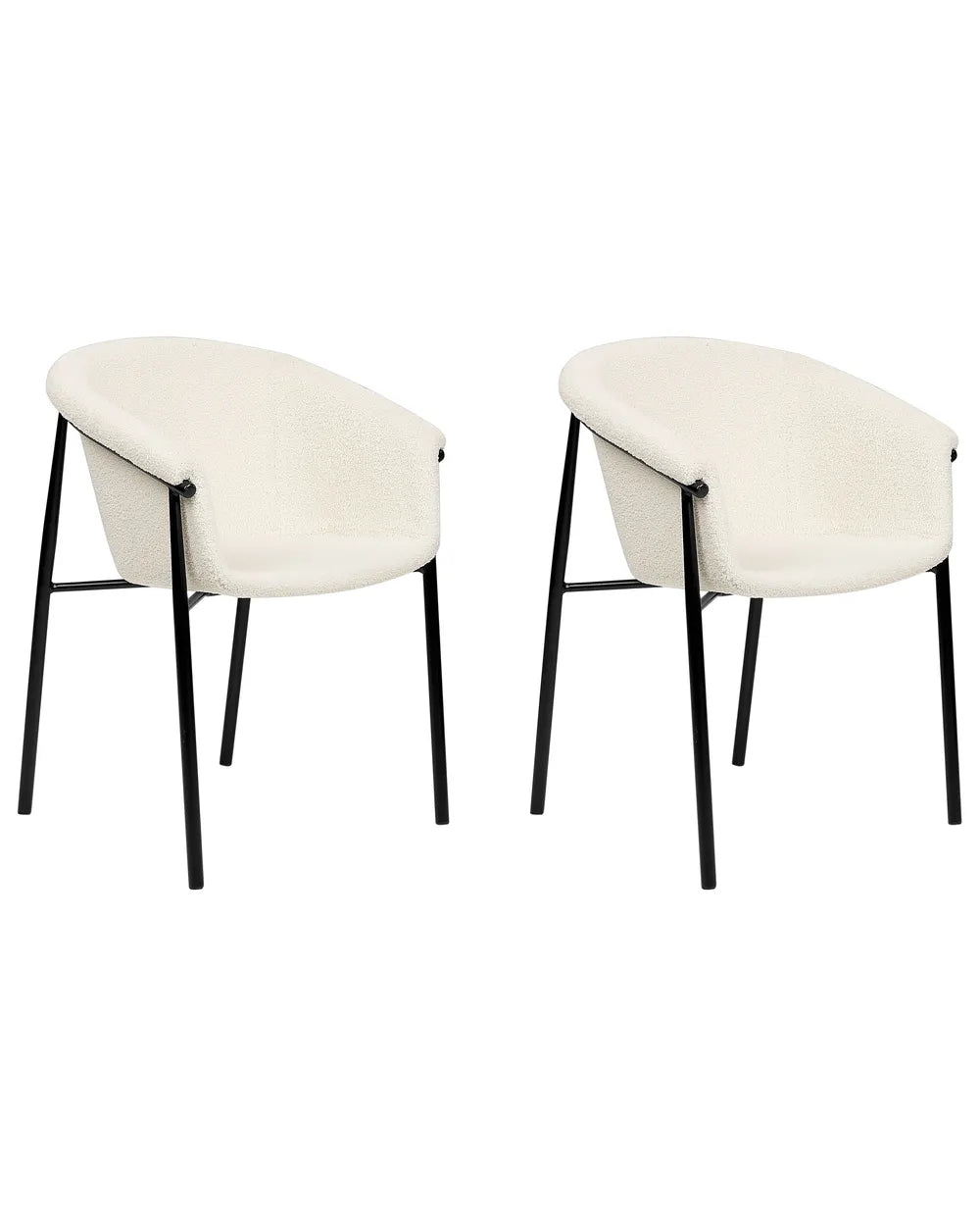 Set of 2 Dining Chairs Boucle Off-White Sweet