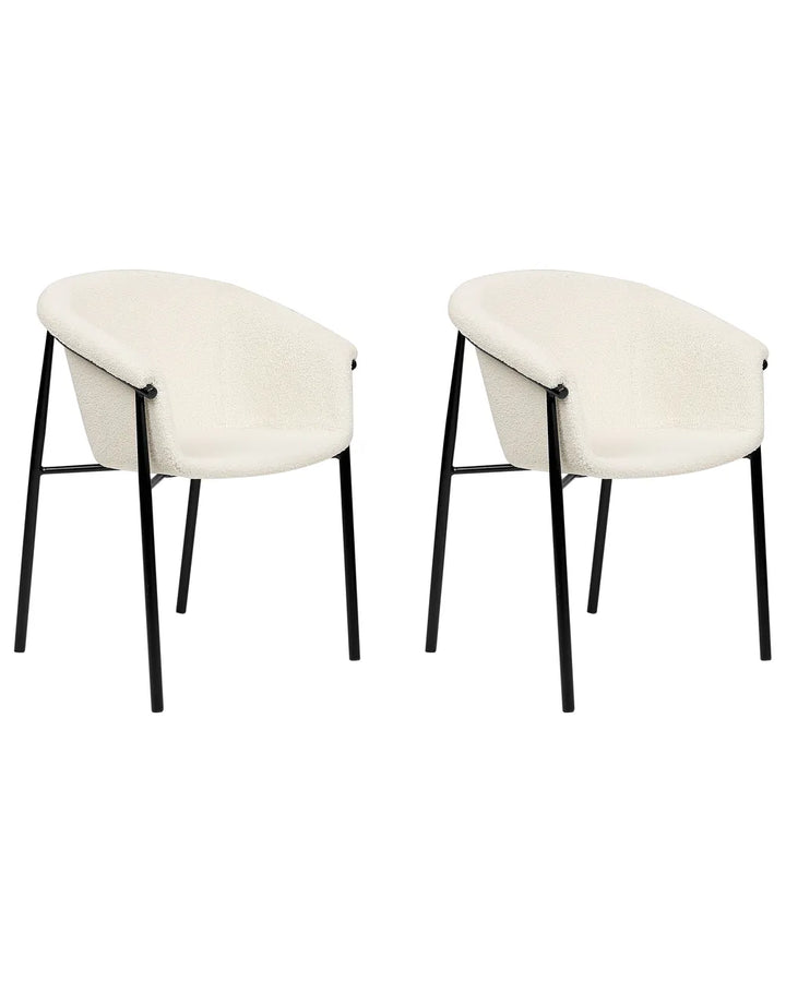 Set of 2 Dining Chairs Boucle Off-White Sweet