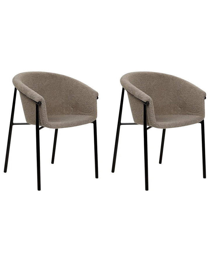 Set of 2 Dining Chairs Boucle Taupe Sweet