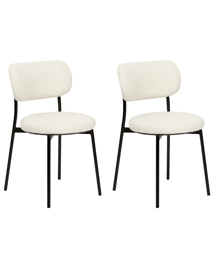 Set of 2 Dining Chairs Boucle Off-White Autumn