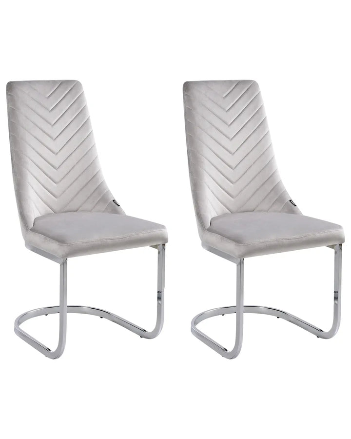 Set of 2 Dining Chairs Fabric Light Grey Klea