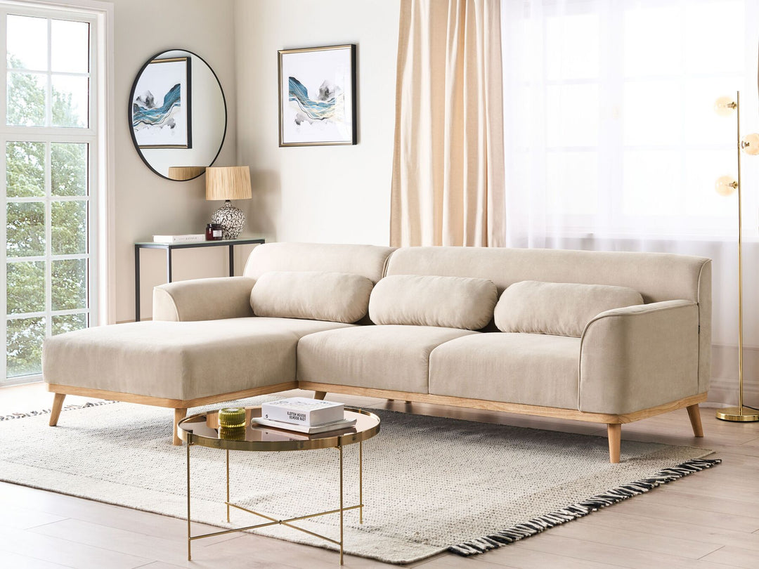 Simos Right Hand Jumbo Cord Corner Sofa Beige