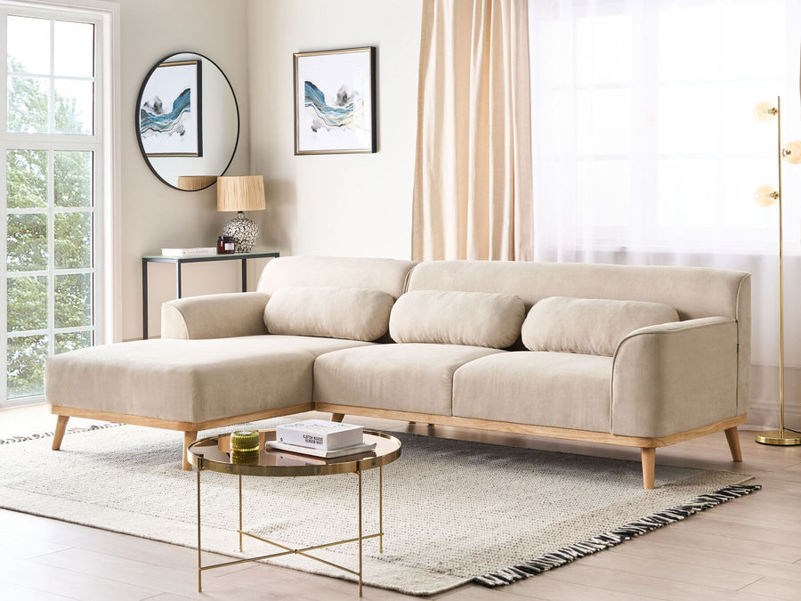 Simos Right Hand Jumbo Cord Corner Sofa Beige