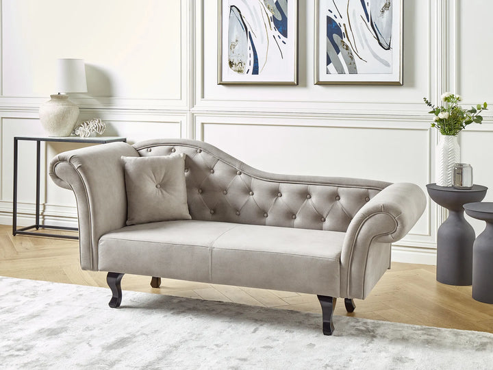 Left-Hand Chaise Lounge Velvet Taupe Lydia