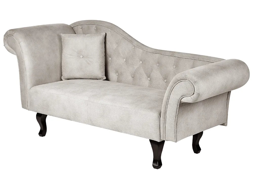 Left-Hand Chaise Lounge Velvet Taupe Lydia