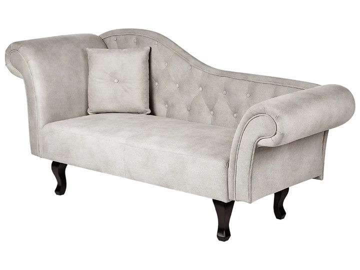 Left-Hand Chaise Lounge Velvet Taupe Lydia