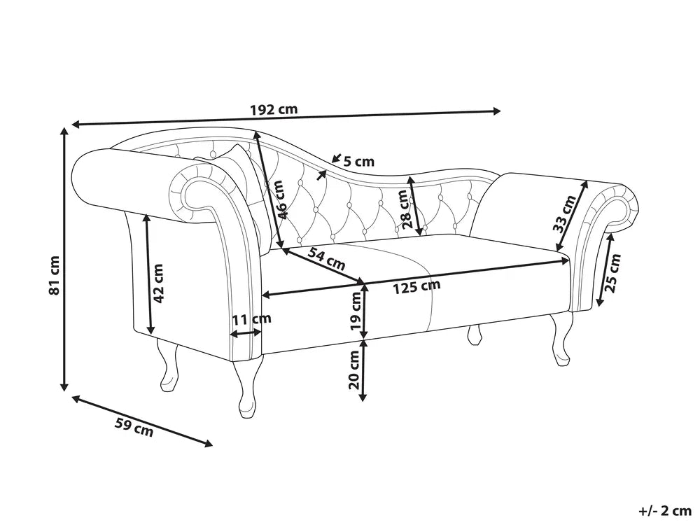 Left-Hand Chaise Lounge Velvet Taupe Lydia