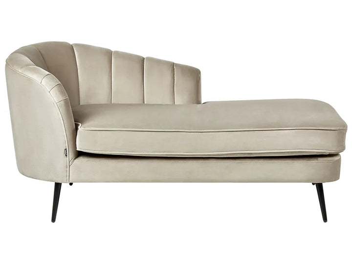 Left-Hand Chaise Lounge Velvet Beige Walters