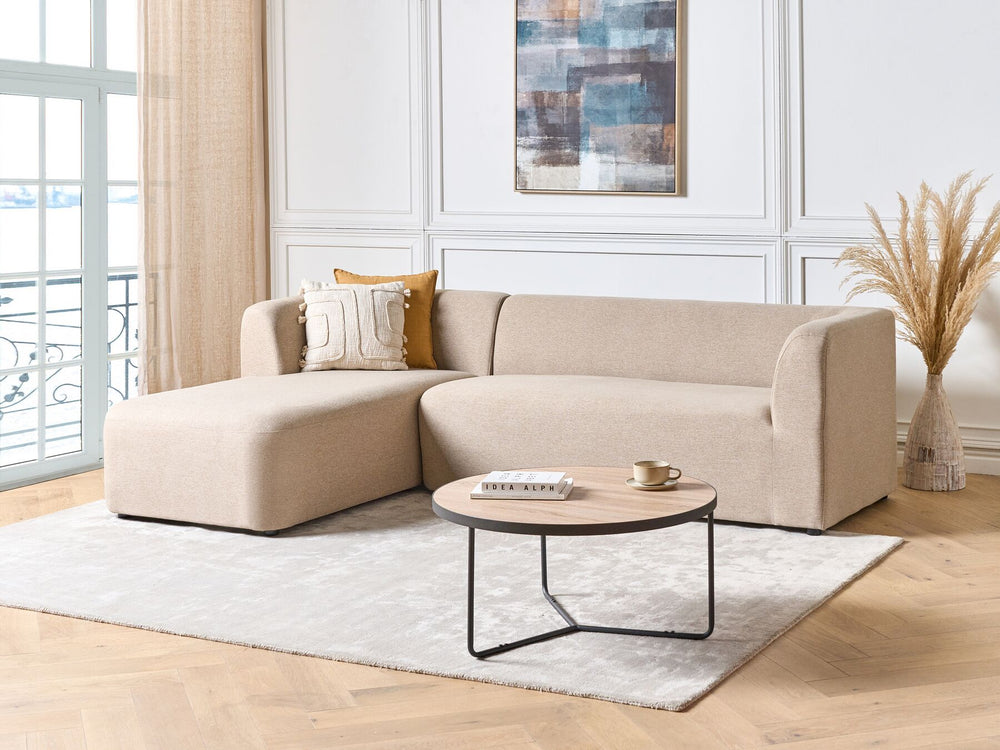 Laxa Right Hand Fabric Corner Sofa Beige 