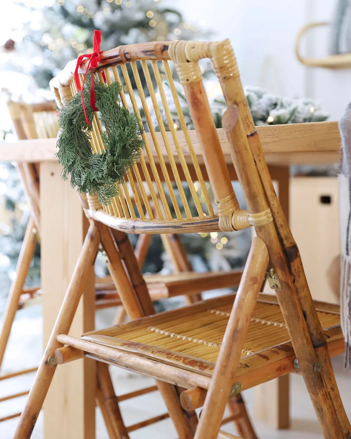 Set of 4 Dining Chairs Folding Bamboo Natural Brey