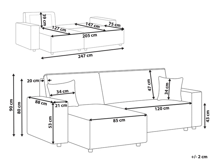 Abacka Sofa Bed Off-White Corduroy Right Hand