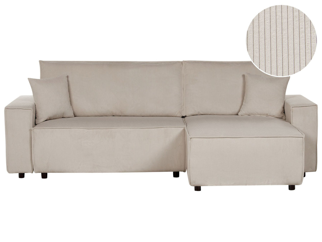 Abacka Sofa Bed  Beige Corduroy Left Hand