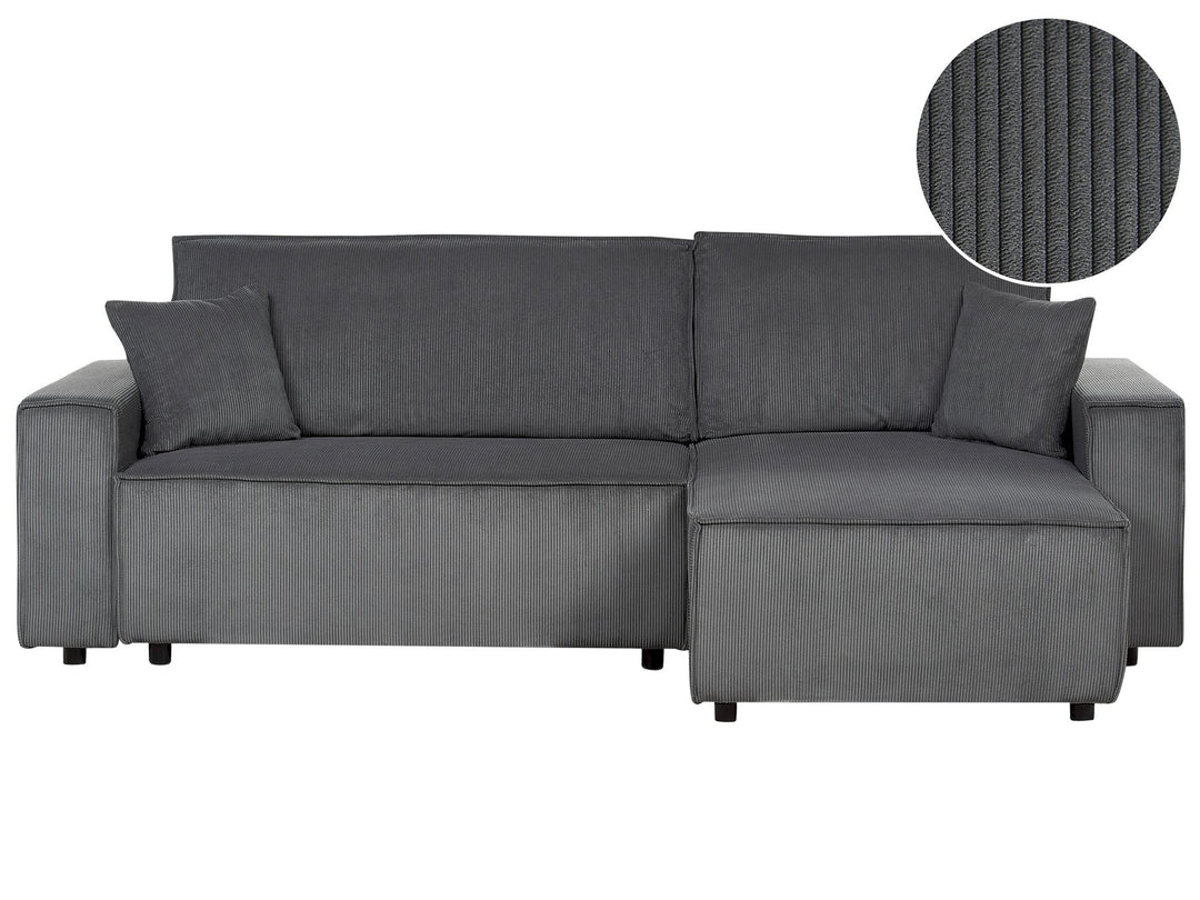 Abacka Sofa Bed Graphite Grey Corduroy Left Hand