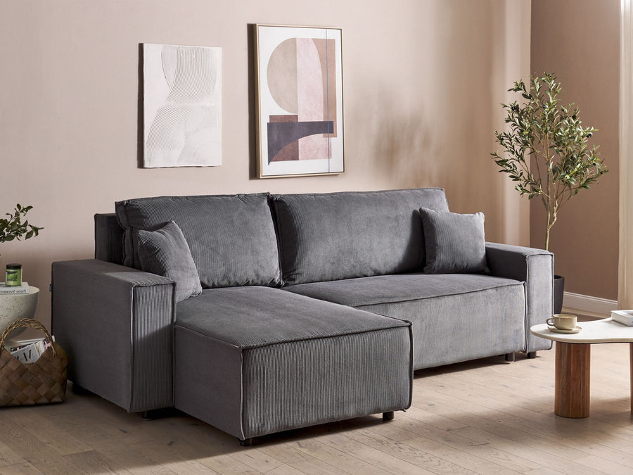 Abacka Sofa Bed Graphite Grey Corduroy Right Hand
