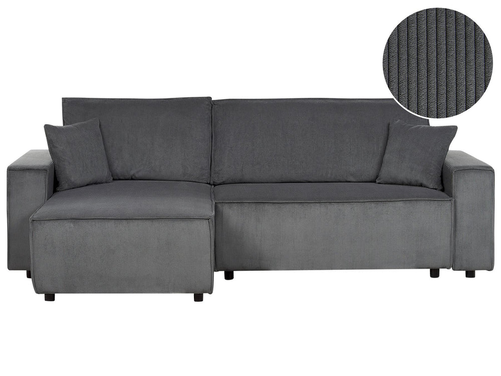 Abacka Sofa Bed Graphite Grey Corduroy Right Hand