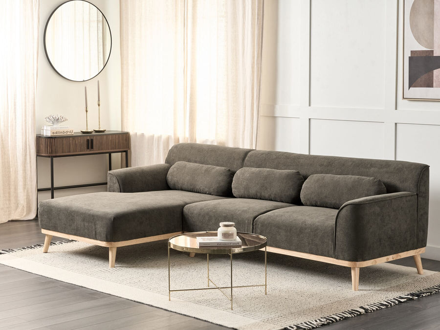 Simos Right Hand Jumbo Cord Corner Sofa Dark Green