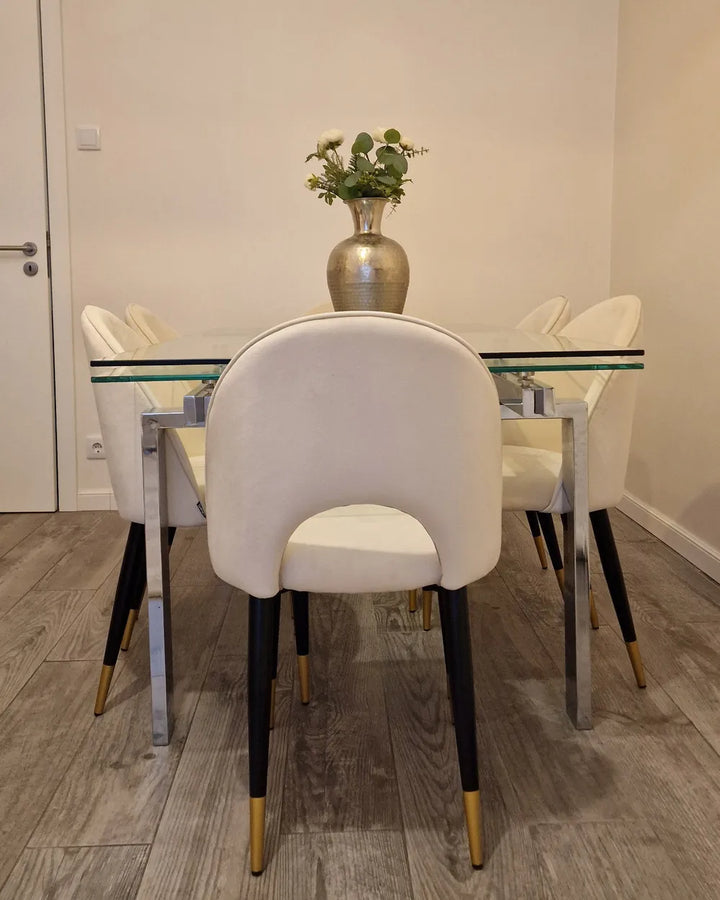 Set of 2 Dining Chairs Velvet Light Beige Olivia