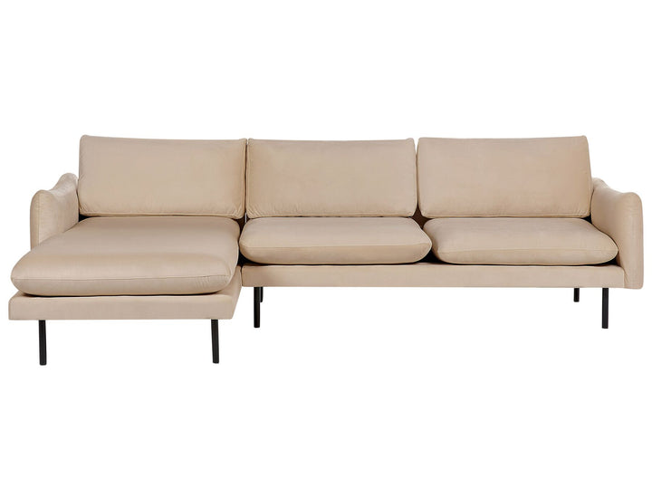 Vinterbro Right Hand Velvet Corner Sofa Beige
