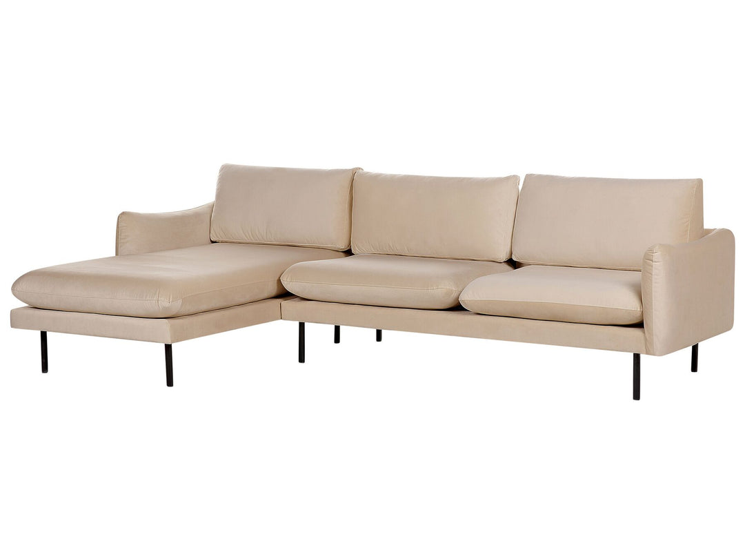 Vinterbro Right Hand Velvet Corner Sofa Beige