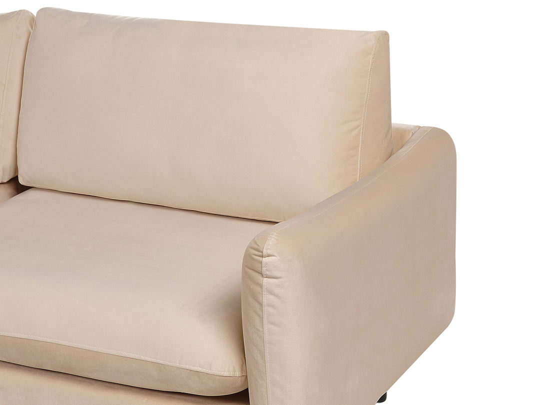 Vinterbro Right Hand Velvet Corner Sofa Beige