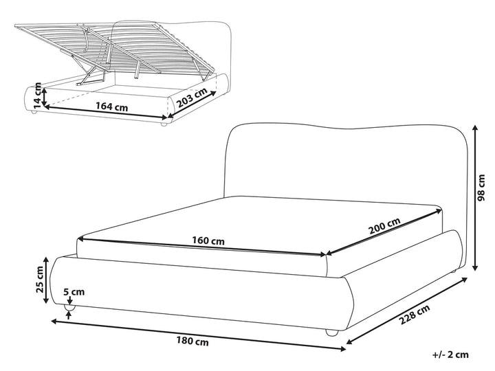 Ottoman Bed Boucle 160 x 200 cm (EU King Size) Off-White Lorelai