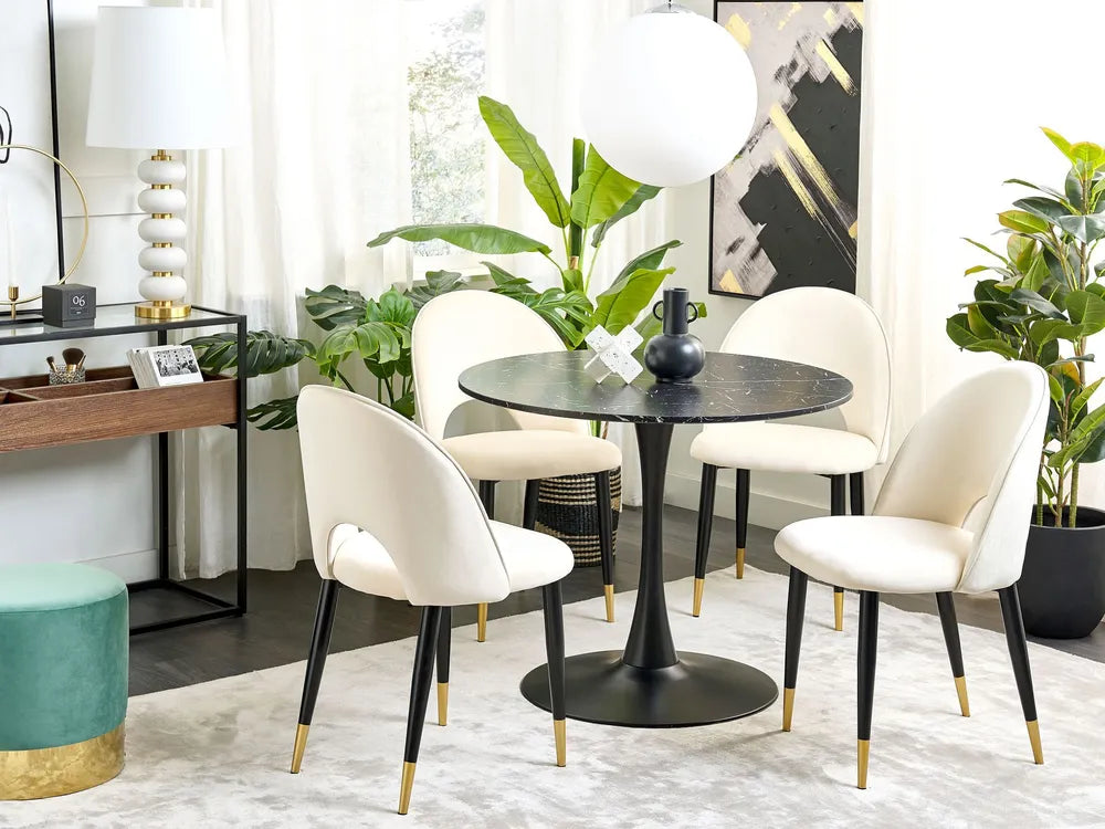Set of 2 Dining Chairs Velvet Light Beige Olivia
