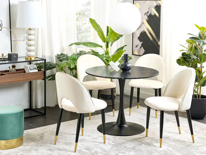 Set of 2 Dining Chairs Velvet Light Beige Olivia