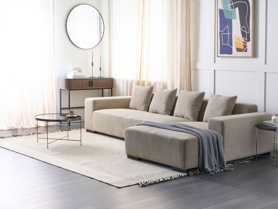 Lungo Left Hand Jumbo Cord Corner Sofa Beige