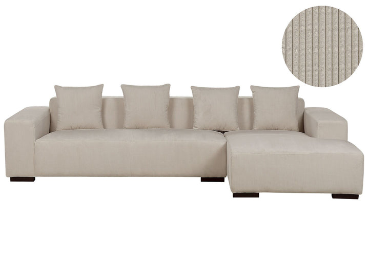 Lungo Left Hand Jumbo Cord Corner Sofa Beige