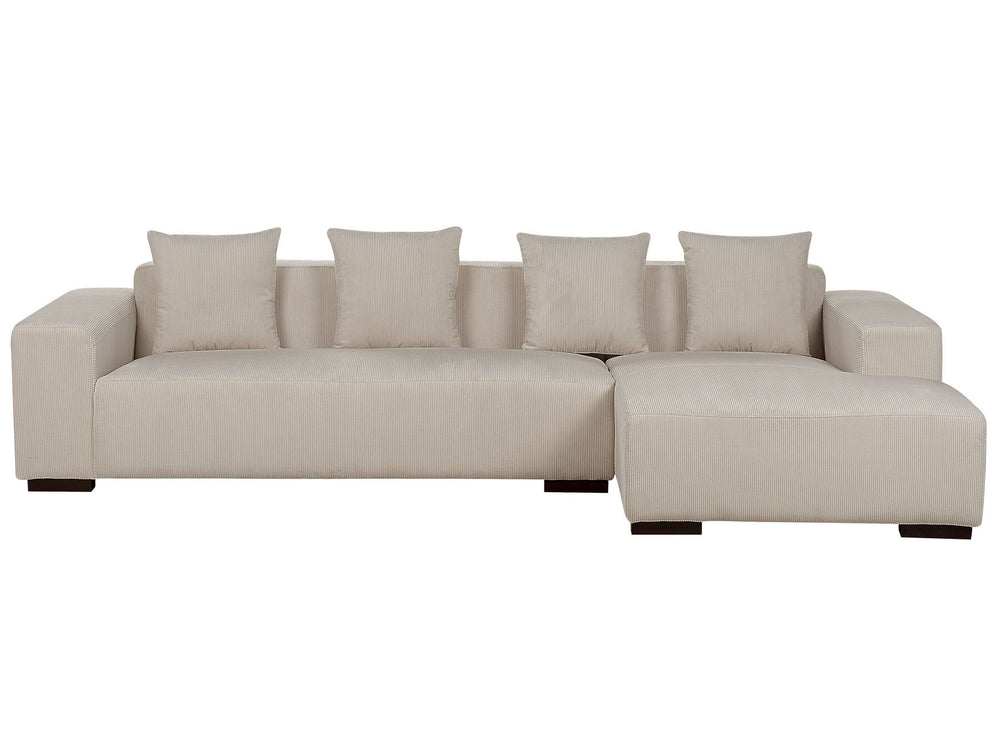 Lungo Left Hand Jumbo Cord Corner Sofa Beige