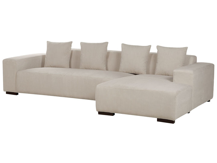 Lungo Left Hand Jumbo Cord Corner Sofa Beige