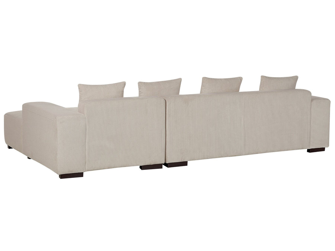 Lungo Left Hand Jumbo Cord Corner Sofa Beige