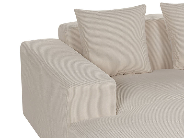 Lungo Right Hand Jumbo Cord Corner Sofa Beige
