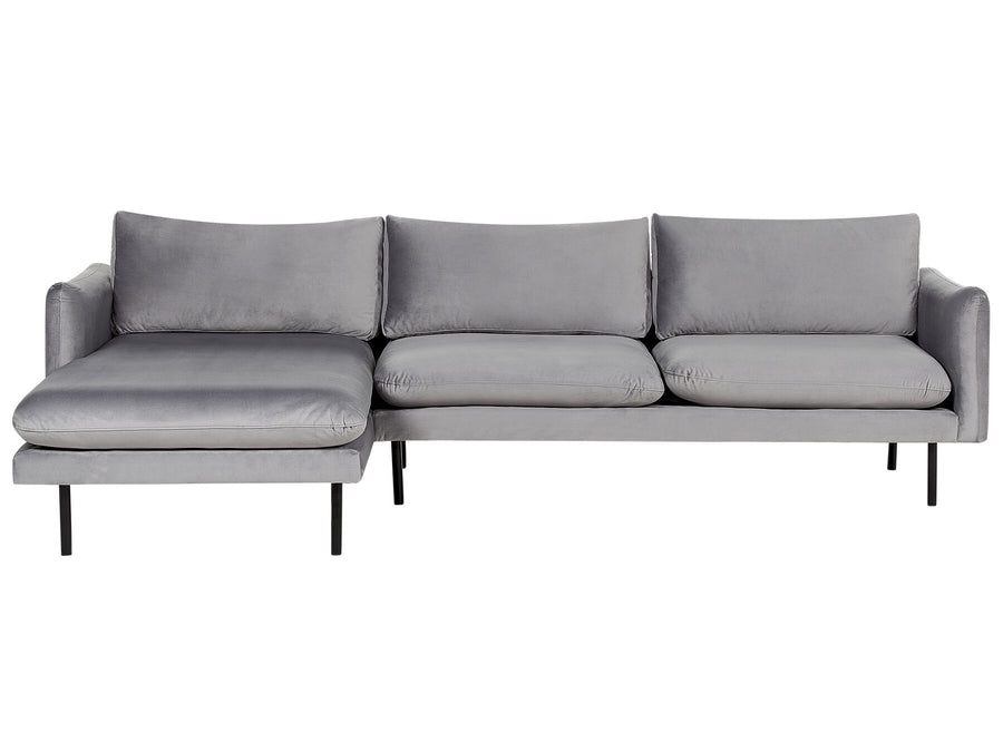 Velvet Corner Sofa Right Hand Grey Vinterbro